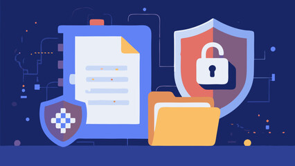Poster - Data Security and Protection: Illustrated Vector Depicting Digital Safety and Encryption
