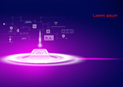 Power AI in daily use technology concept,hitecth technology abstract background with drak background.futuristic style vector
