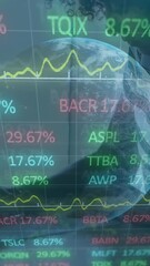 Poster - Animation of financial data processing and globe over businessman working in office