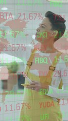 Poster - Animation of financial data processing over business people in office