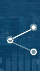 Poster - Animation of connecting dots, mathematical equations and 3d city model spinning over tall buildings