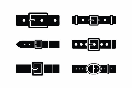 set of Belt icon silhouette vector illustration