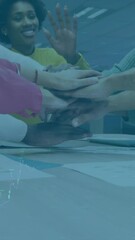 Poster - Animation of financial data processing over diverse business people in office