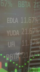 Poster - Animation of financial data processing over cityscape