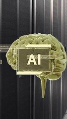Poster - Animation of ai text, brain and data processing over computer servers