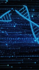 Poster - Animation of dna strands over light trails and spots on black background
