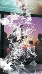 Poster - Network of connections and data processing animation over diverse lifestyle scenes