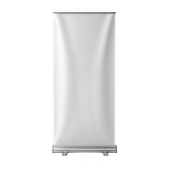 Blank white roll up banner stand for advertising and promotion isolated on transparent background