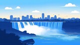Artistic depiction of Niagara Falls featuring its majestic skyline in a contemporary style.