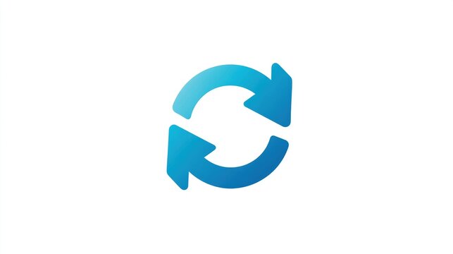 Two opposing arrows in a circular motion, rendered in a gradient blue on a white background