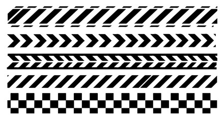 Poster - Bold graphic black and white patterns create a striking border or background design with repeating elements and geometric shapes, silhouette