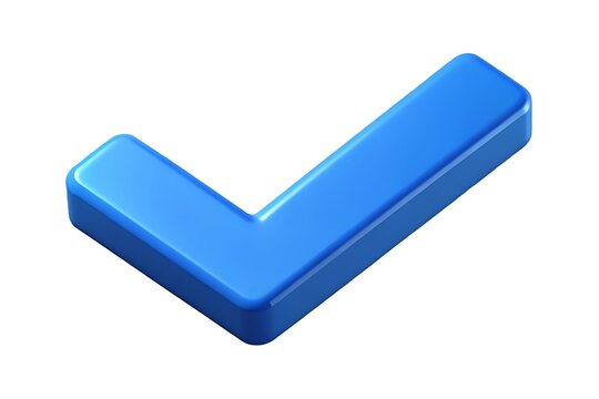 3 D Rendered Blue Checkmark Icon Isolated on White Background with Glossy Surface