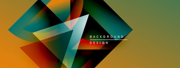 Leinwandbilder - Abstract geometric shapes overlap, creating vibrant color gradients. Design features gold, green, red hues. Modern background element.