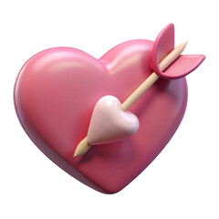 Aufkleber - 3d pink heart pierced by cupid s arrow isolated on transparent background