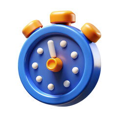Aufkleber - 3d blue alarm clock with orange accents isolated on transparent background