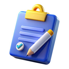 Aufkleber - 3d blue clipboard with pencil and checkmark isolated on transparent background