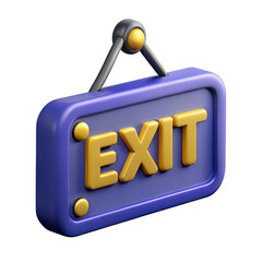 Aufkleber - 3d exit sign with yellow letters isolated on transparent background