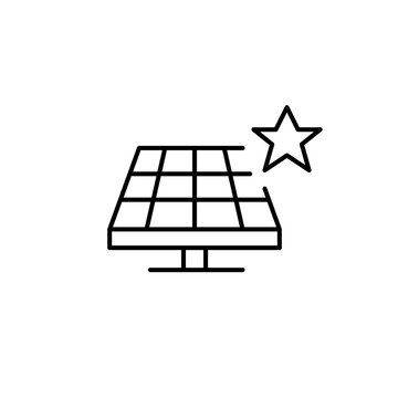 Solar panel and star. Top-rated award winning clean energy generation. Pixel perfect, editable stroke vector icon