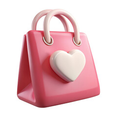Aufkleber - 3d pink shopping bag with heart accent isolated on transparent background