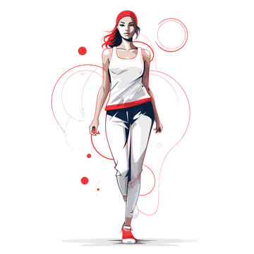 Fashion Doll in Workout Gear with Sneakers smooth shape on a white background 