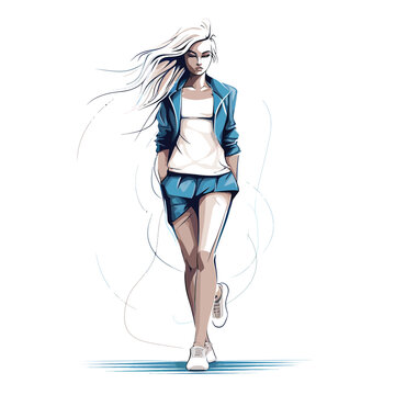 Fashion Doll in Workout Gear with Sneakers smooth shape on a white background 