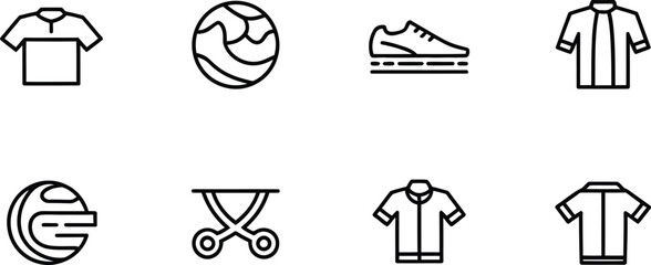 Fototapete - A collection of eight minimalist outline icons on a light gray background