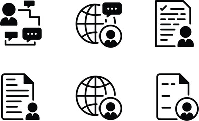 Aufkleber - Collection of black and white icons representing networking and documents