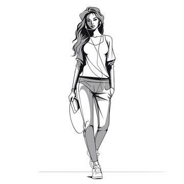 Fashion Doll in Workout Gear with Sneakers smooth shape on a white background 