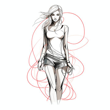 Fashion Doll in Workout Gear with Sneakers smooth shape on a white background 
