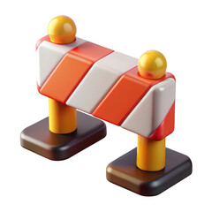 Aufkleber - 3d construction barrier with orange and white stripes isolated on transparent background