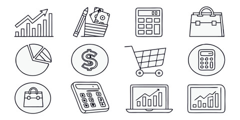 Fototapete - Extensive collection of modern trendy line style icons for business finance management and general use perfect for websites apps presentations and marketing materials with a