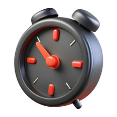 Aufkleber - 3d retro alarm clock with red accents isolated on transparent background