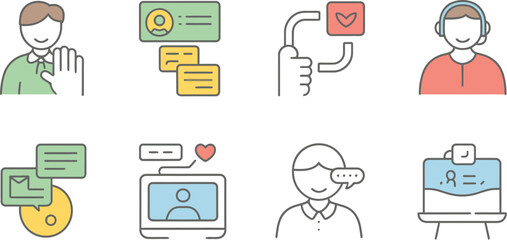 Aufkleber - Illustration of people icons representing communication and customer service themes