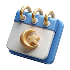 Aufkleber - 3d islamic calendar with crescent moon and star isolated on transparent background