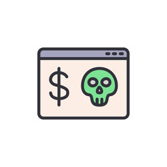 Poster - Cybersecurity Threat Represented By Skull Symbol And Dollar Sign In Browser