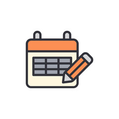 Poster - Stylized Icon Depicting A Calendar With A Pencil Illustration