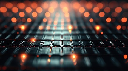 Poster - Abstract Technological Grid:  Digital Network, Illuminated Circuitry