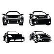 © DesignByNoor - Set of four sports car front silhouettes