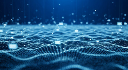 Leinwandbilder - Abstract Digital Data Visualization Glowing Dots and Lines