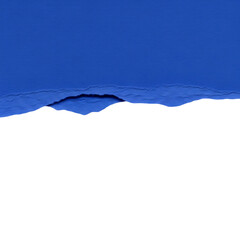 Leinwandbilder - Torn Blue Paper Edge Revealing Black Background Abstract Texture with Rough Edges and Contrasting Colors for Design Elements