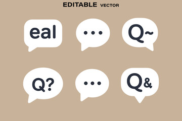 Poster - Set of six speech bubbles with letters and symbols for communication and conversation