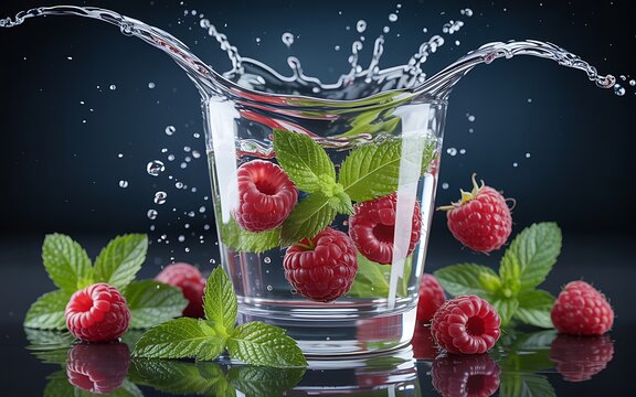 Refreshing Raspberry Mint Water Splash A Summer Drink Photography