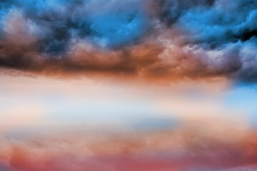 blue orange cloudy sky background