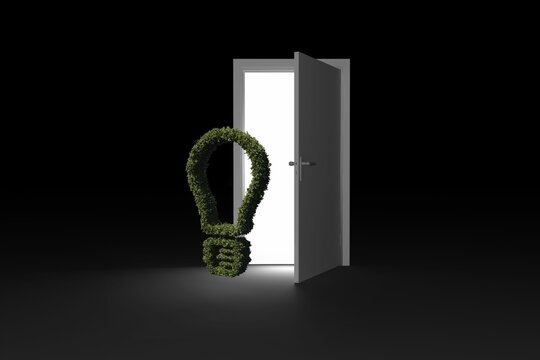 Light bulb of topiary at doorway