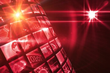 Poster - Red digital screens with illuminated lights