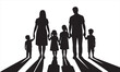 © DesignX24 - Parent and Child Holding Hands Silhouette – Family Bonding Vector Illustration in Black and White