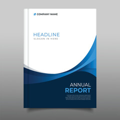 Poster - Business blue annual report cover template wavy flyer brochure design