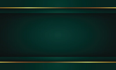 Poster - modern dark green luxury with gold lines premium with copy space background decoration