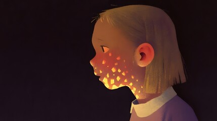 Poster - Close up profile view of a person s face with dramatic lighting and contrasting shadows creating a mysterious and introspective atmosphere