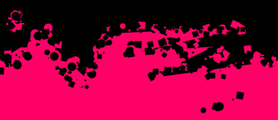 Poster - Pink plane with black circles and squares on dark